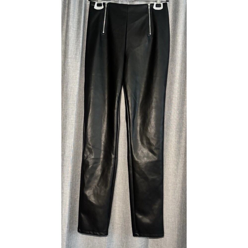 NWT Revolve Superdown Black Faux Leather Pants Size XS Taper Zip Adonia
